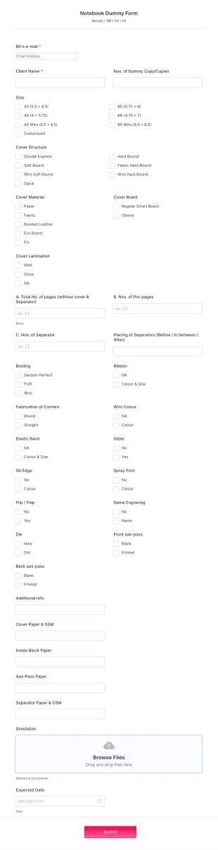 Doodle Notebook Dummy Form Template