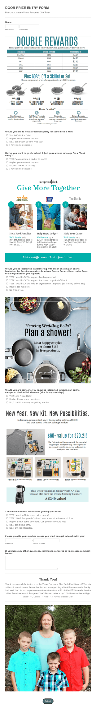 Door Prize Slip January 2021 Pampered Chef Form Template