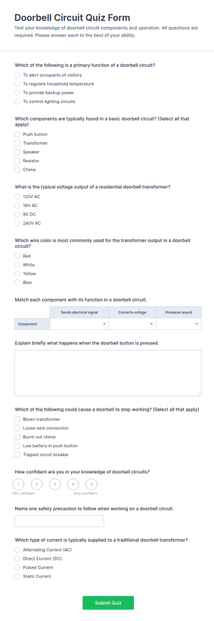 Doorbell Circuit Quiz Form Template
