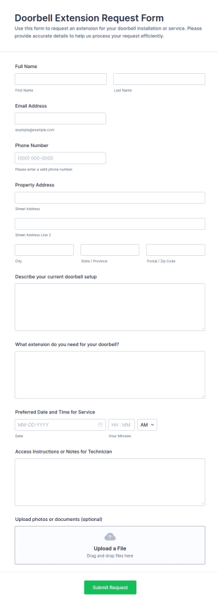 Doorbell Extension Request Form Template