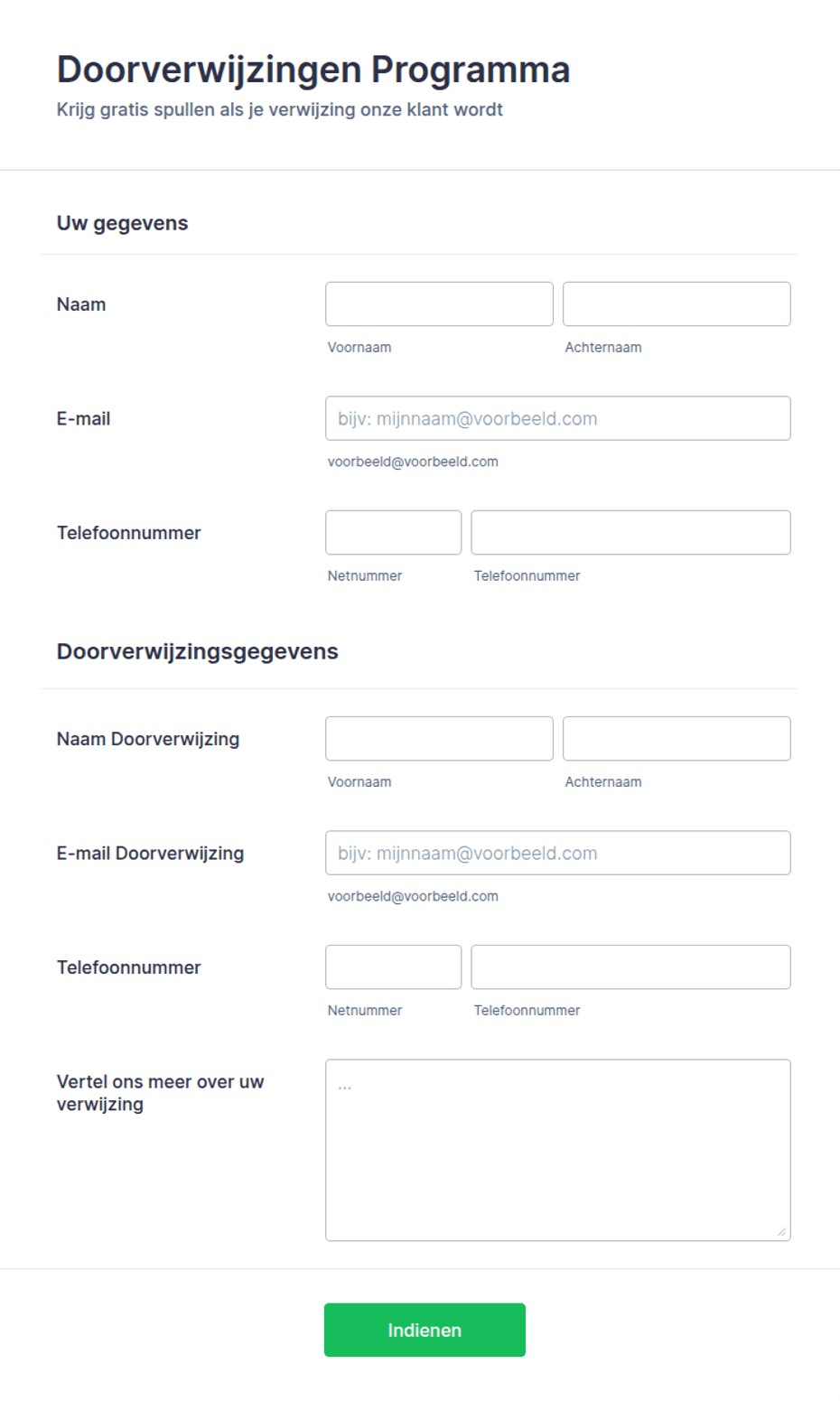 Doorverwijzingen Programma Formulier | Jotform