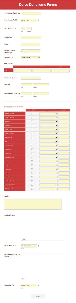 Dorse Denetleme Form Template