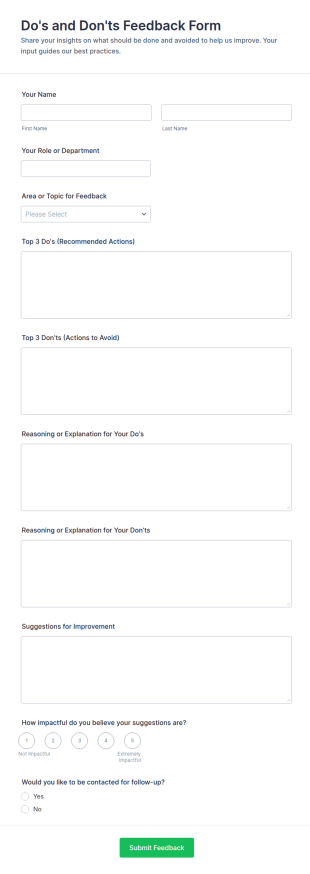 Do's And Don'ts Feedback Form Template