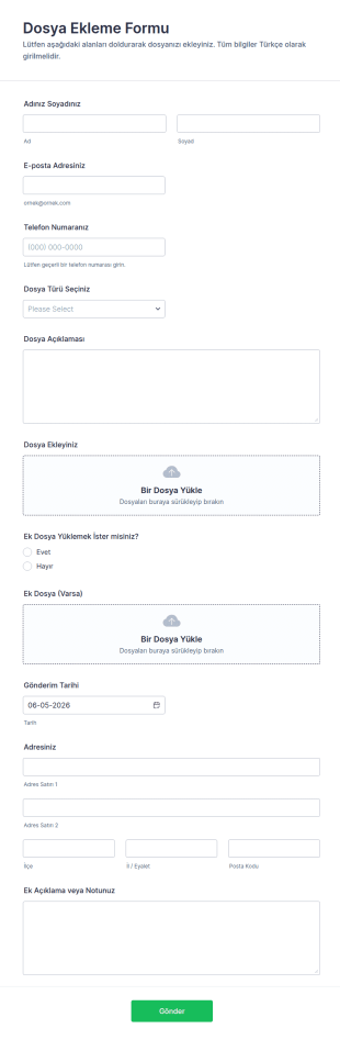 Dosya Ekleri Form Şablonu