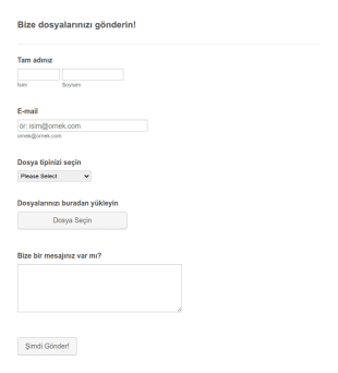 Dosya Gönderme Form Şablonu
