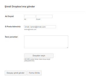 Dosya Yükleme Formu Dropbox Form Şablonu