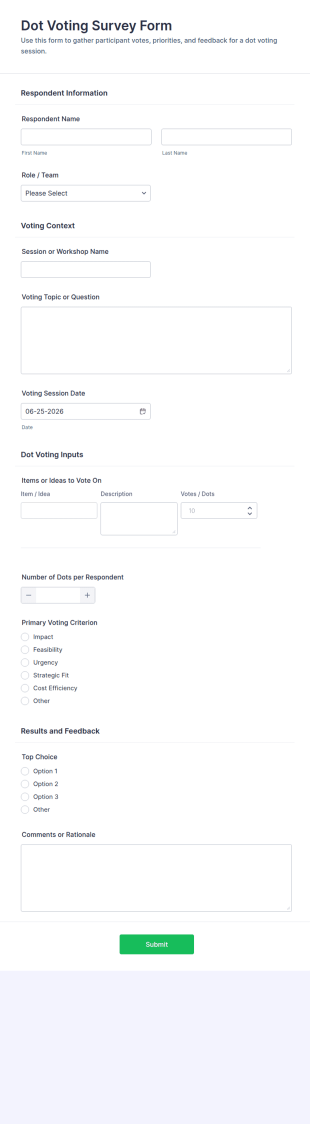 Dot Voting Survey Form Template