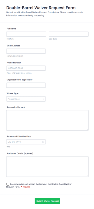 Double Barrel Waiver Request Form Template