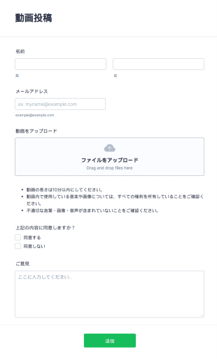 動画投稿フォーム Form Template