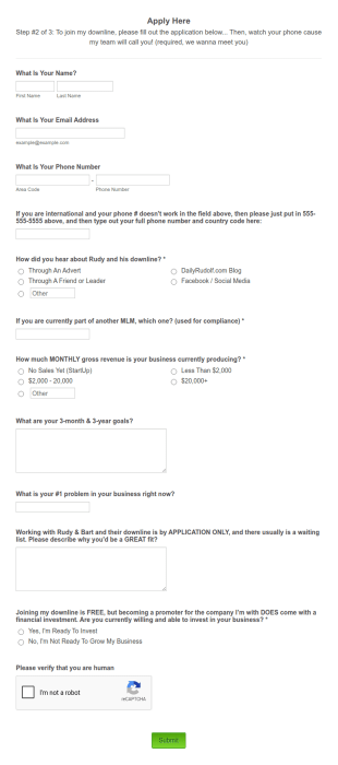 Downline Application Form Template
