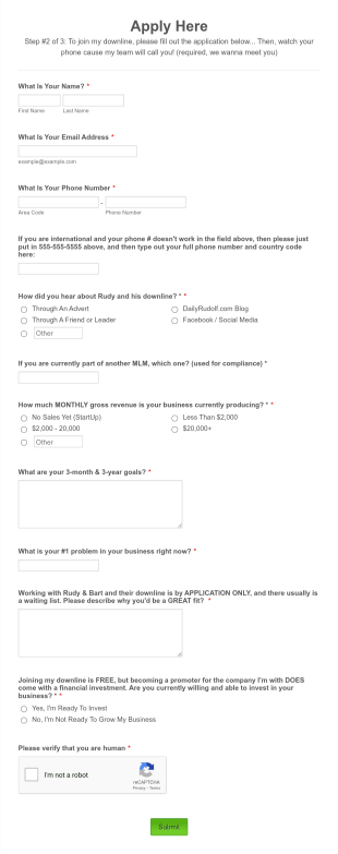 Downline Application Form Template