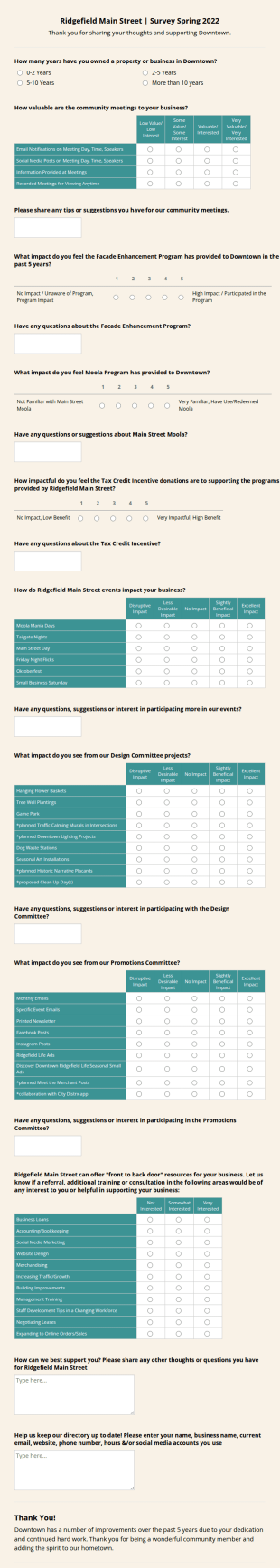 Downtown Business Enhance Survey Form Template