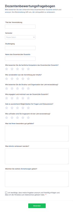 Dozentenbewertungsfragebogen