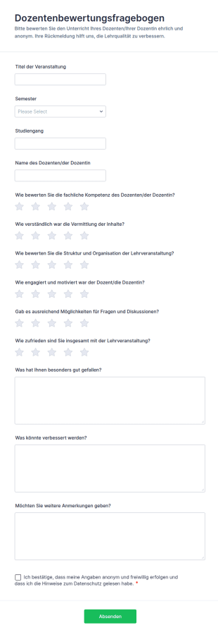 Dozentenbewertungsfragebogen