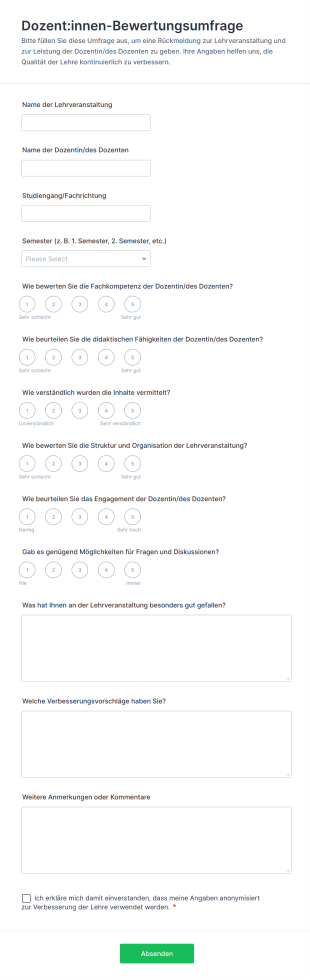 Dozent:innen Bewertungsumfrage