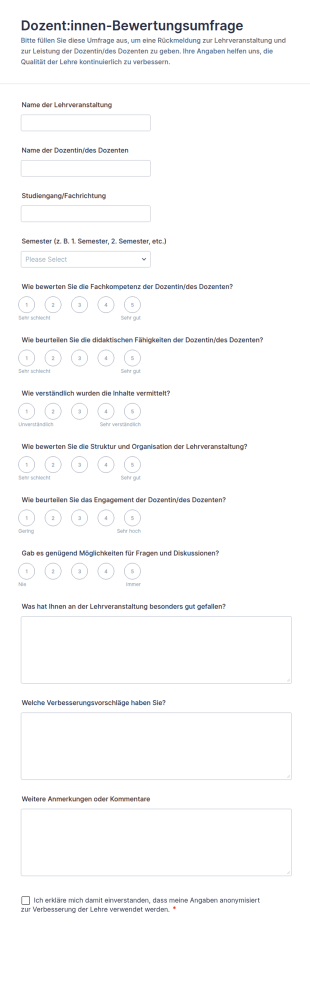Dozent:innen Bewertungsumfrage