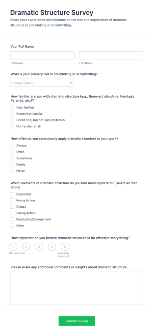Dramatic Structure Survey Form Template