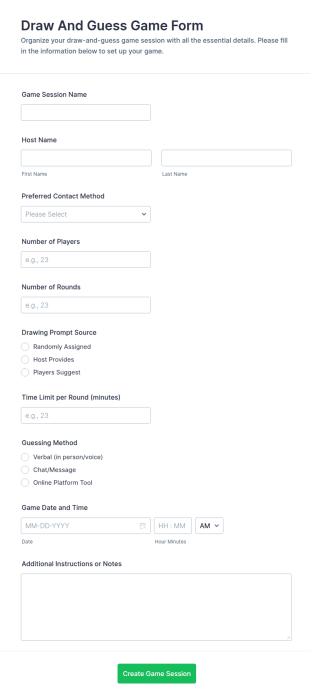 Draw And Guess Game Form Template