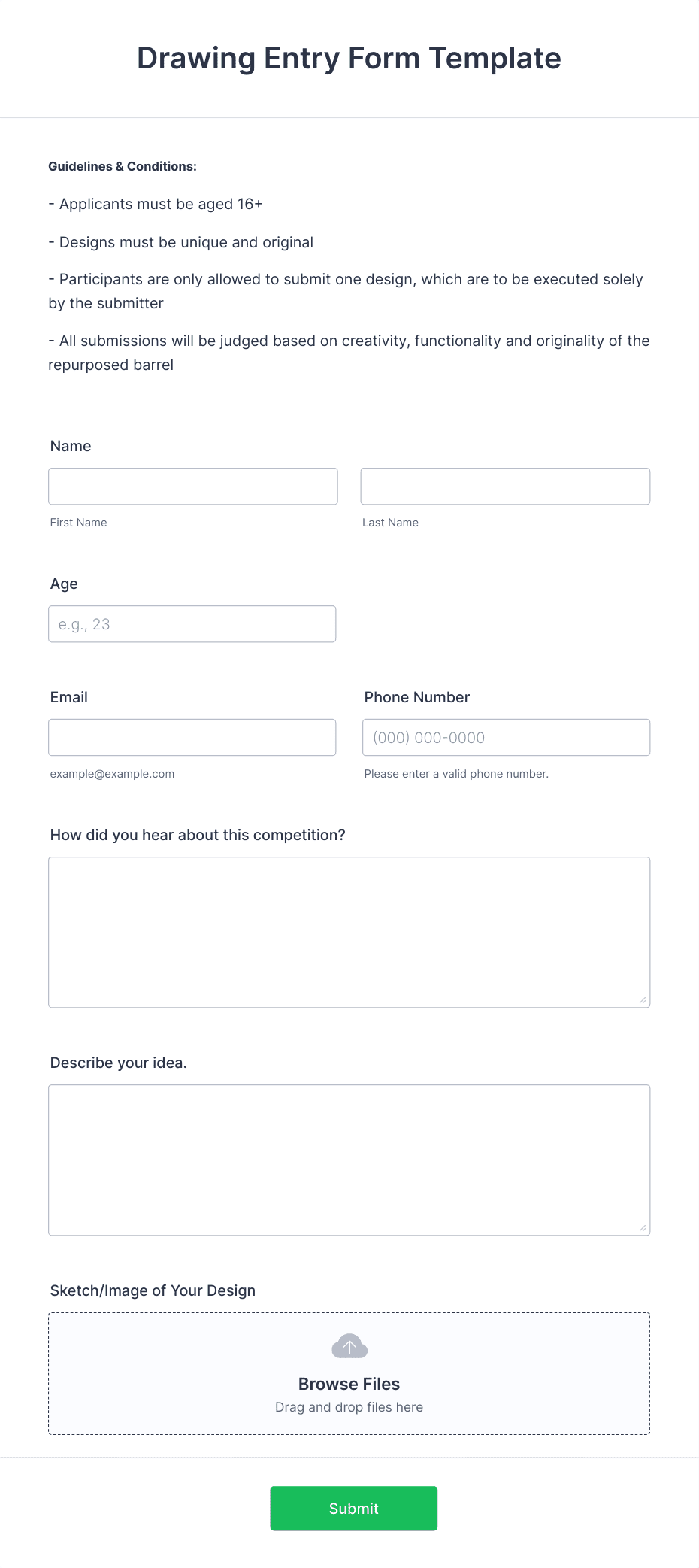 Drawing Entry Form Template | Jotform