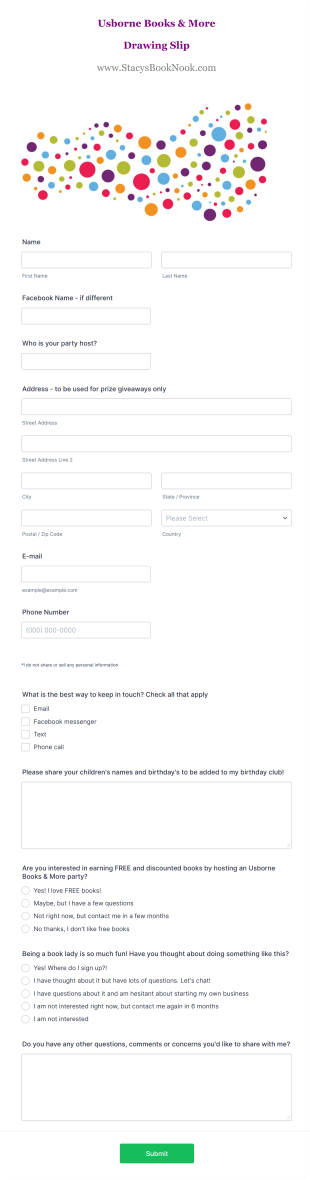 Drawing Slip Form Template