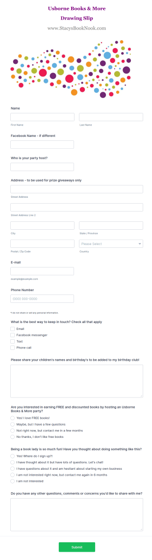 Drawing Slip Form Template