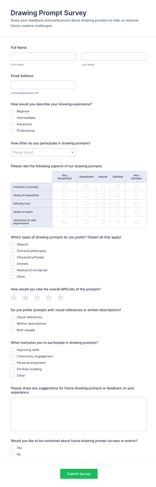 Drawing Prompt Survey Form Template