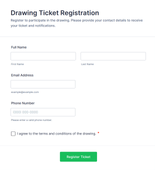 Drawing Ticket Registration Form Template