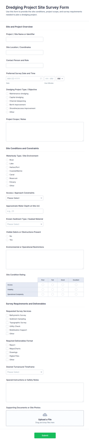 Dredging Project Site Survey Form Template