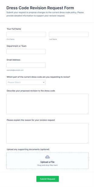 Dress Code Revision Request Form Template