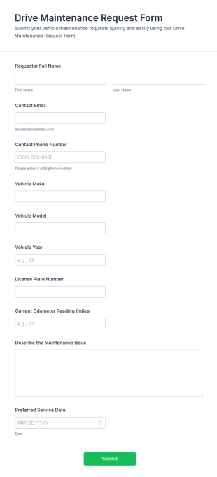 Drive Maintenance Request Form Template