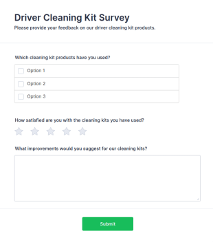 Driver Cleaning Kit Survey Form Template