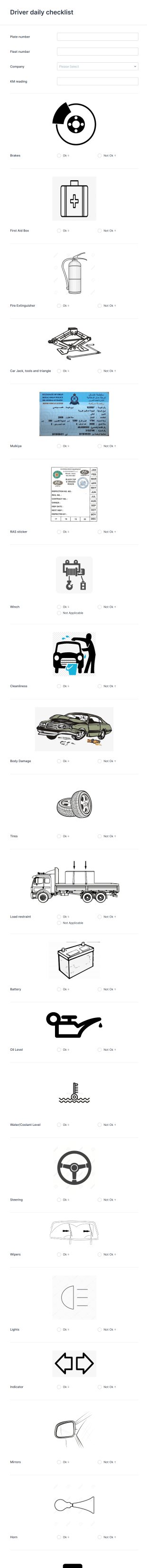 Daily Driver Checklist Form Template