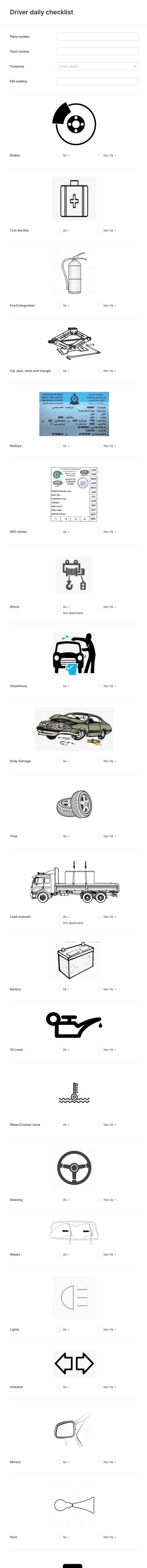 Daily Driver Checklist Form Template
