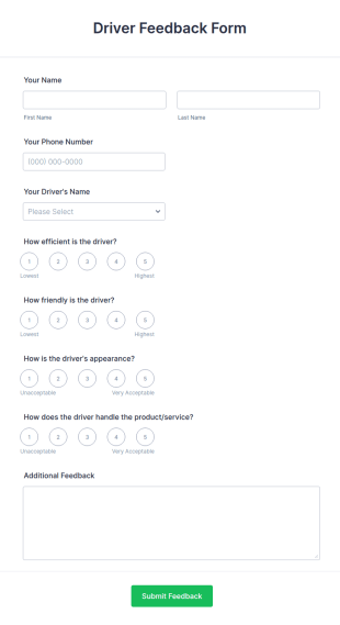 Driver Feedback Form Template