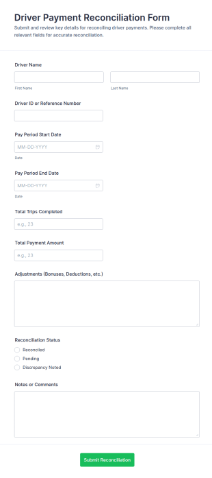 Driver Payment Reconciliation Form Template