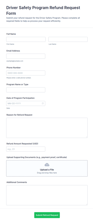 Driver Safety Program Refund Request Form Template