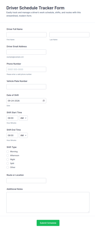 Driver Schedule Tracker Form Template