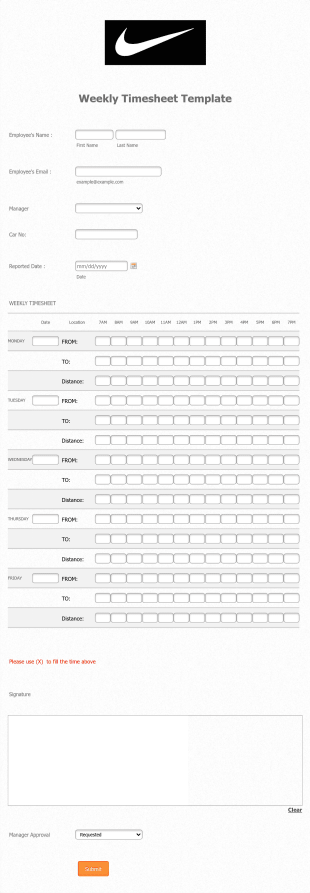 Driver Timesheet Form Template