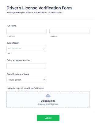 Driver’s License Verification Form Template