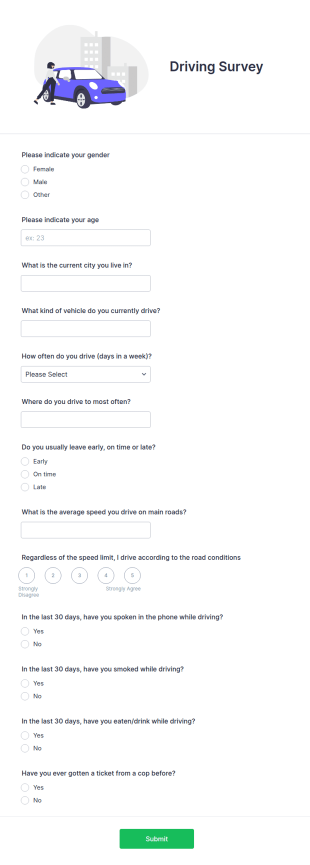 Driving Survey Form Template