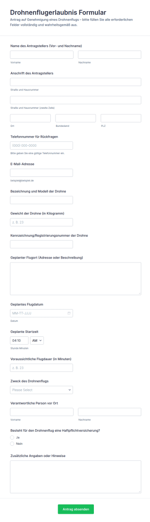 Drohnen Genehmigungsformular