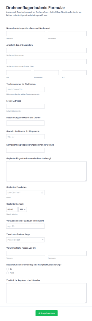 Drohnen Genehmigungsformular