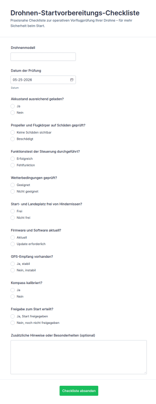Drohnen Preflight Checkliste Formular