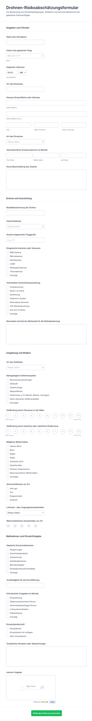 Drohnenrisikobewertungsformular