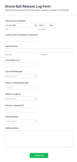 Drone Bait Release Log Form Template
