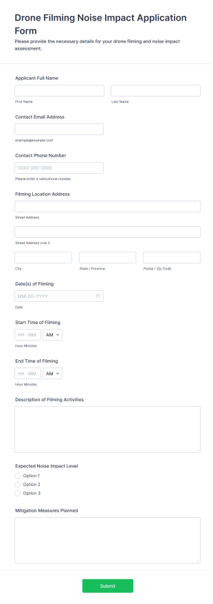 Drone Filming Noise Impact Application Form Template