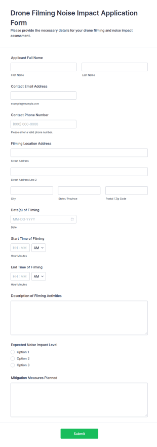 Drone Filming Noise Impact Application Form Template