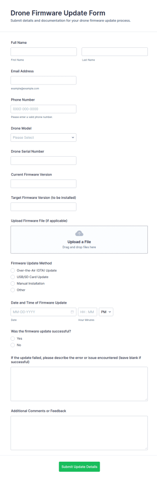 Drone Firmware Update Form Template