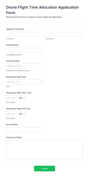 Drone Flight Time Allocation Application Form Template