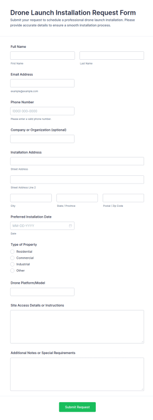 Drone Launch Installation Request Form Template